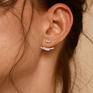 Rhinestone Layered Bar 2 Parts Stud Earrings